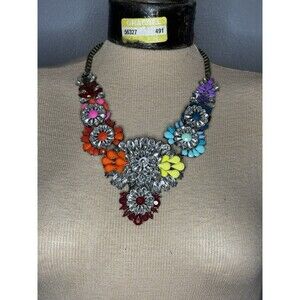Dillard’s Rainbow‎ Peacock Statement Crystal Gem Necklace Glam Party